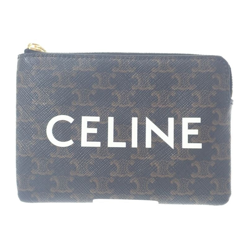 Celine Coin Purse 10 C662 Ca2-38 no Case Triomphe Canvas Black