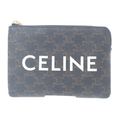 Celine Coin Purse 10 C662 Ca2-38 no Case Triomphe Canvas Black