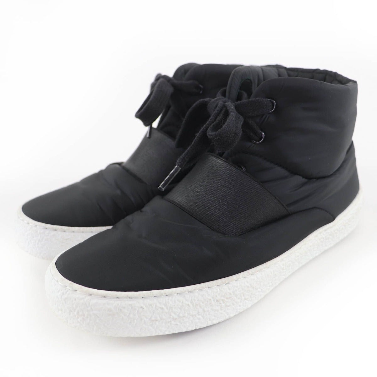 Chanel CC Logo Fabric High Cut Sneakers Black 36