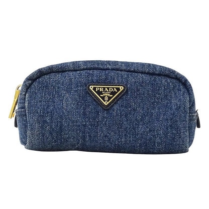 Prada Pouch Denim Blue Navy Logo Mini Small Stylish