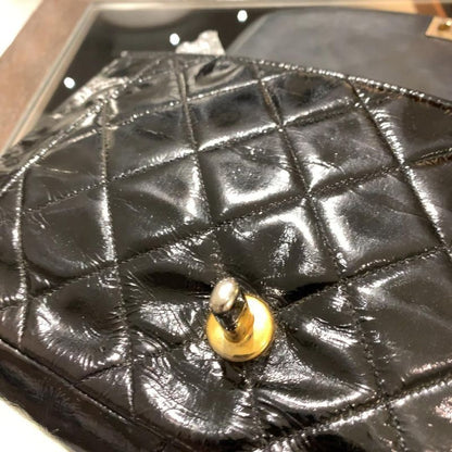 Chanel Diana Matelasse Enamel Shoulder Bag Black
