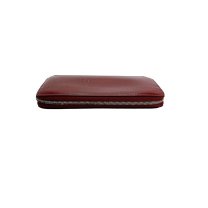 Cartier 2 C Motif Long Wallet Round Zipper Red