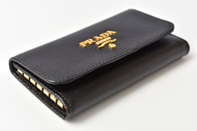 Unused Prada Key Case Key Holder 6 Rings 1pg222 Black