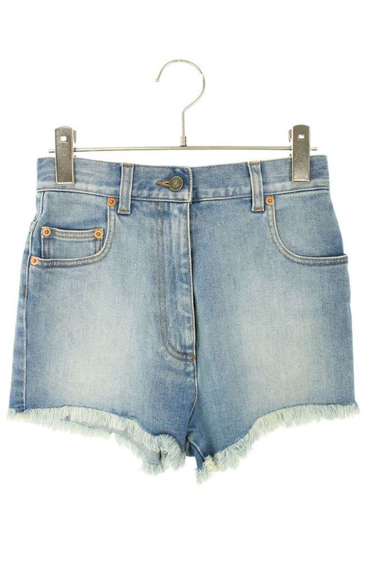 Gucci 502779 Xdbac Back Cherry Logo Cut Off Denim Shorts Women's 23