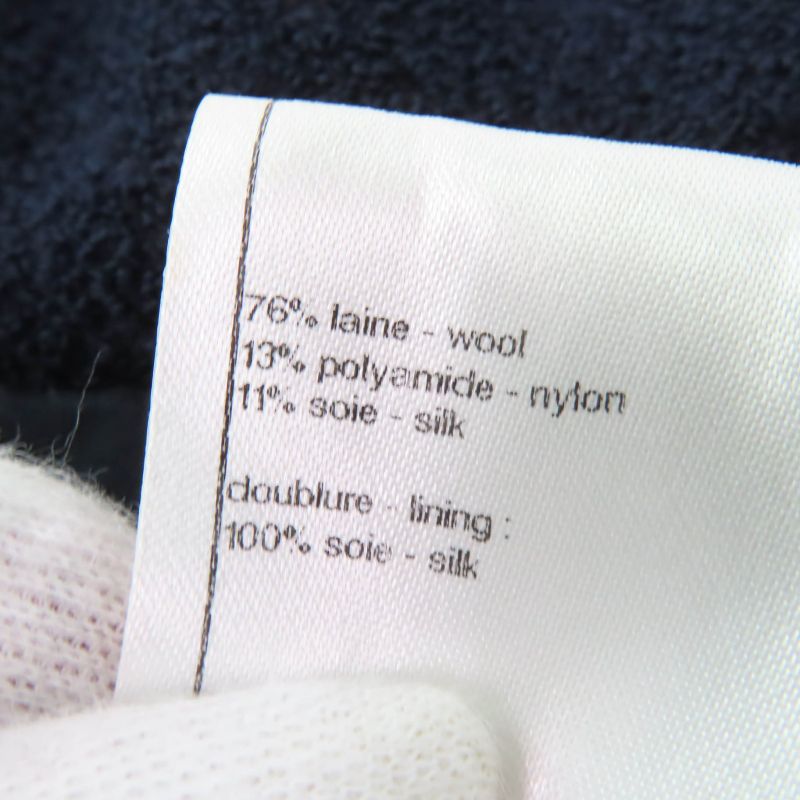 CHANEL P42610v18196 Wool Rhinestone Coco Mark Button Jacket Navy 38 Garmented