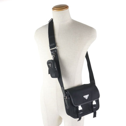 Prada 2vd034 Triangle Logo Triangle Plate With Pouch Nylon Tessuto Saffiano