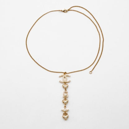 Chanel Necklace Pendant Choker Gold Coco Mark Pearl Rhinestone Heart Star