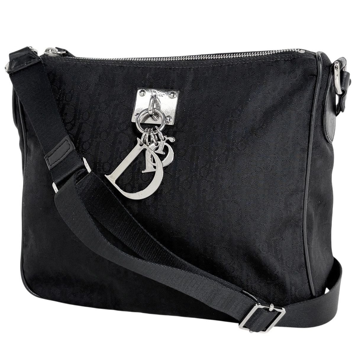 Dior Trotter Pattern Shoulder Bag Nylon Black