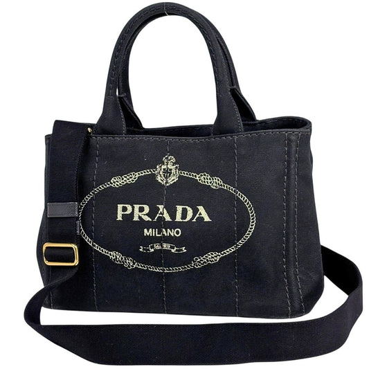 Prada Canapa Tote 2-Way Canvas Black