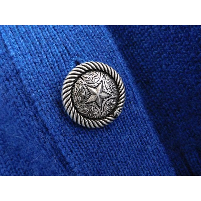 Chanel Cashmere CC Logo Star Button Knit Cardigan 36 Blue — view 3