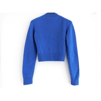 Chanel Cashmere CC Logo Star Button Knit Cardigan 36 Blue — view 4