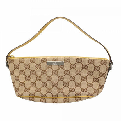 Gucci Handbag GG Canvas 07198 Canvas Brown Yellow Silver Hardware Women