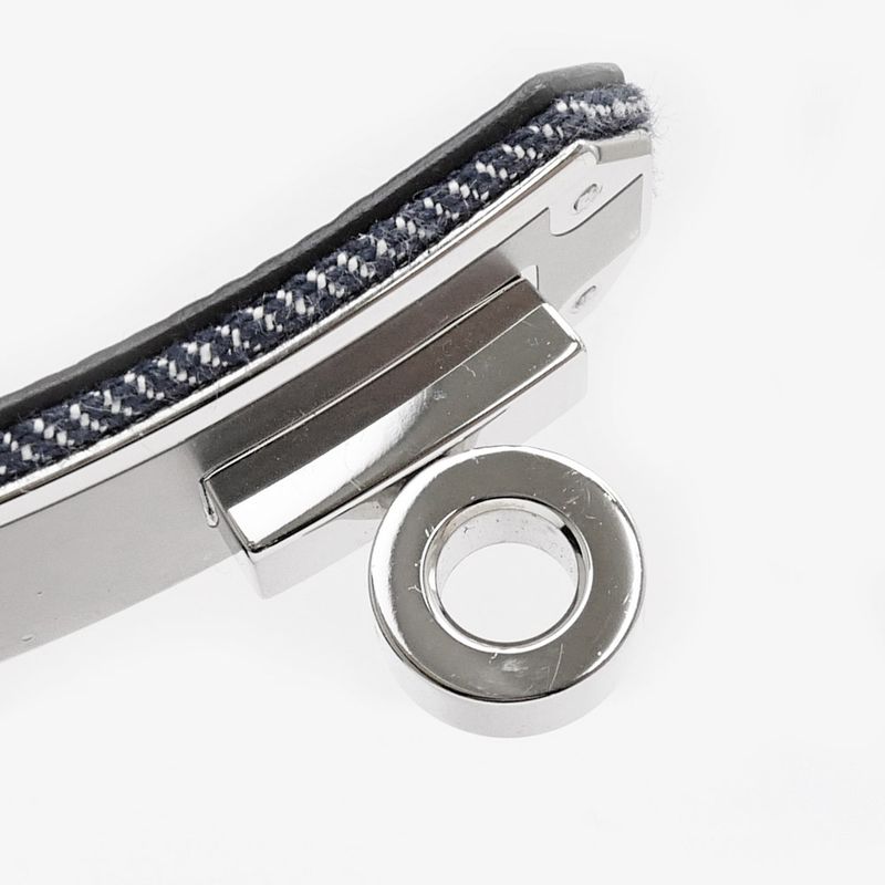 Hermes Kelly Belt 18 Denim Epson Blue Series Silver Hardware W Engraved