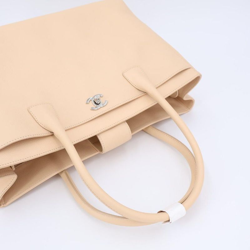 Chanel Executive Tote 2WAY Beige Gold Hardware Women's Caviar Skin Tote Bag