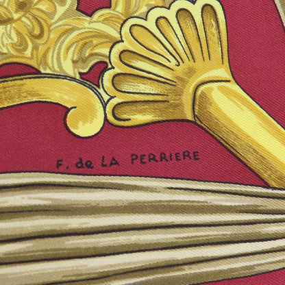 Hermes Scarf Carré 90 Silk Red White Yellow Fashionable Equestrian Pattern