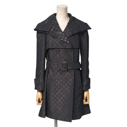 Louis Vuitton Trench Coat Size 38 Monogram Satin Logo Allover Belted Double