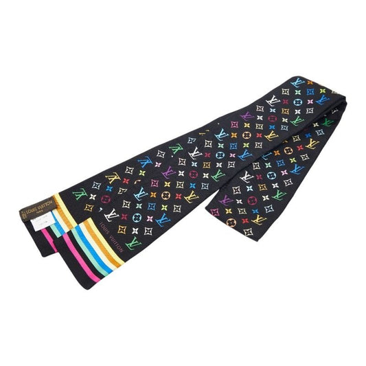 Louis Vuitton Monogram Multicolor Scarf Bandeau Black Silk