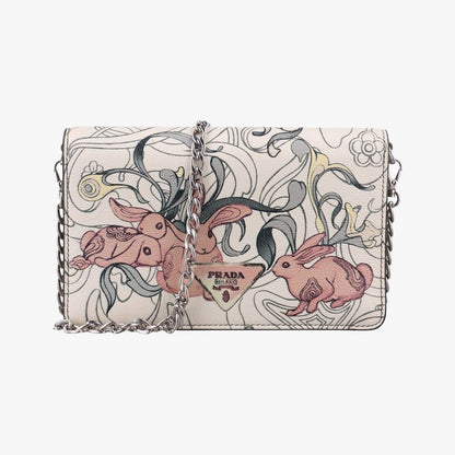 Prada Rabbit Print Multicolor Leather 62 D