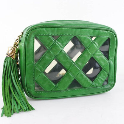 Chanel Chain Shoulder Fringe Lambskin Green Women's Shoulder Bag