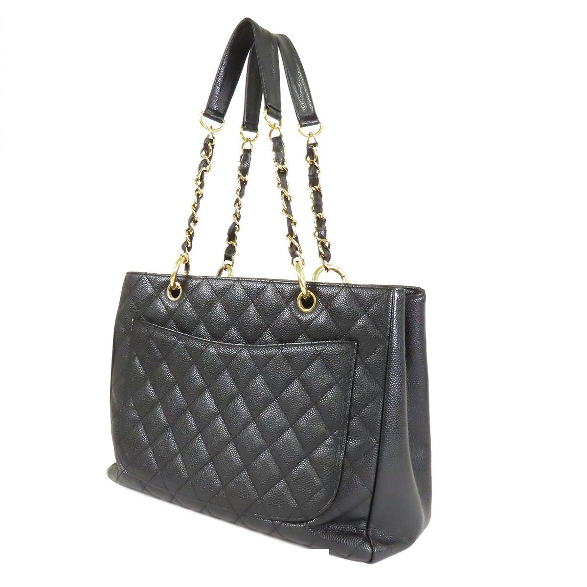 Chanel Grand Shopping Tote Bag GST Black Gold Caviar Leather — view 2
