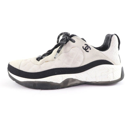 Chanel CC Logo Leather Lace Up Mesh Sneakers Off White 41 — view 4