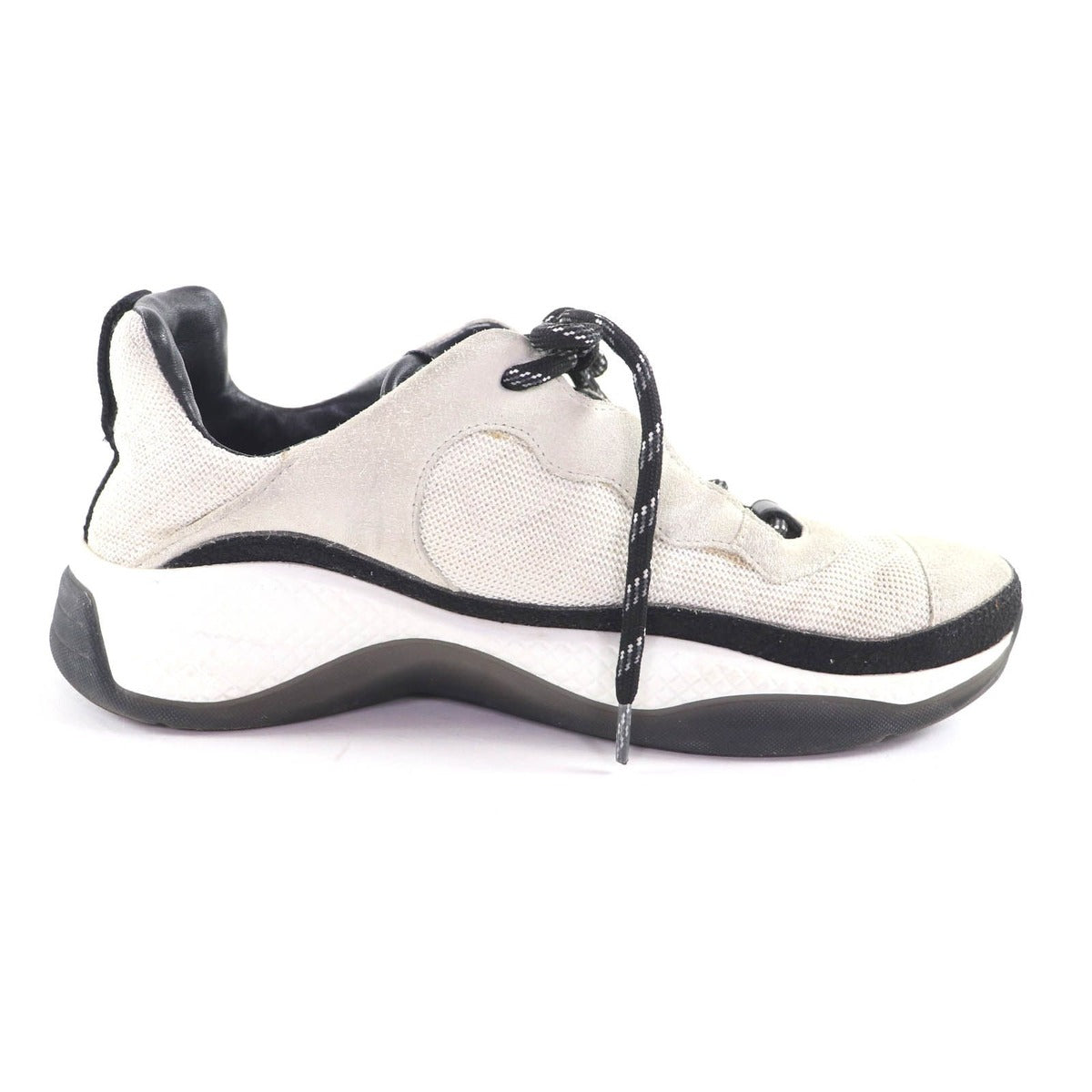 Chanel CC Logo Leather Lace Up Mesh Sneakers Off White 41 — view 5