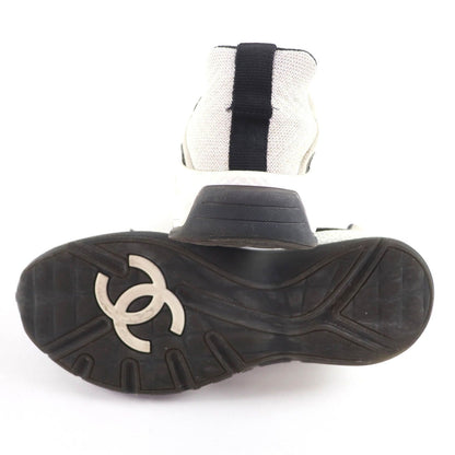 Chanel CC Logo Leather Lace Up Mesh Sneakers Off White 41 — view 6