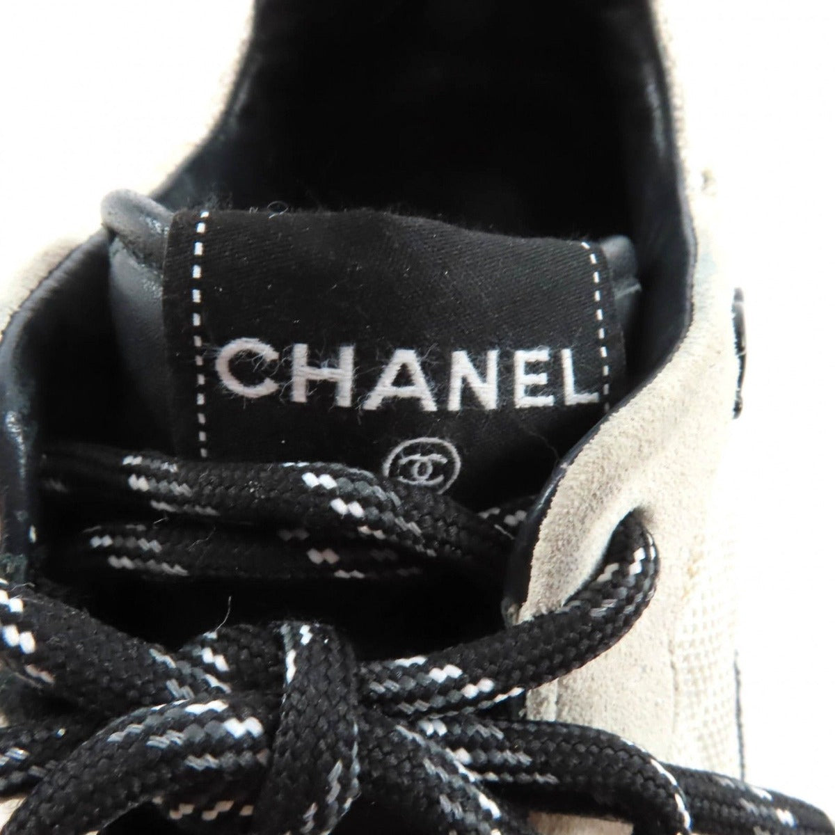 Chanel CC Logo Leather Lace Up Mesh Sneakers Off White 41 — view 8