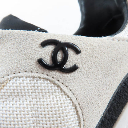Chanel CC Logo Leather Lace Up Mesh Sneakers Off White 41 — view 9
