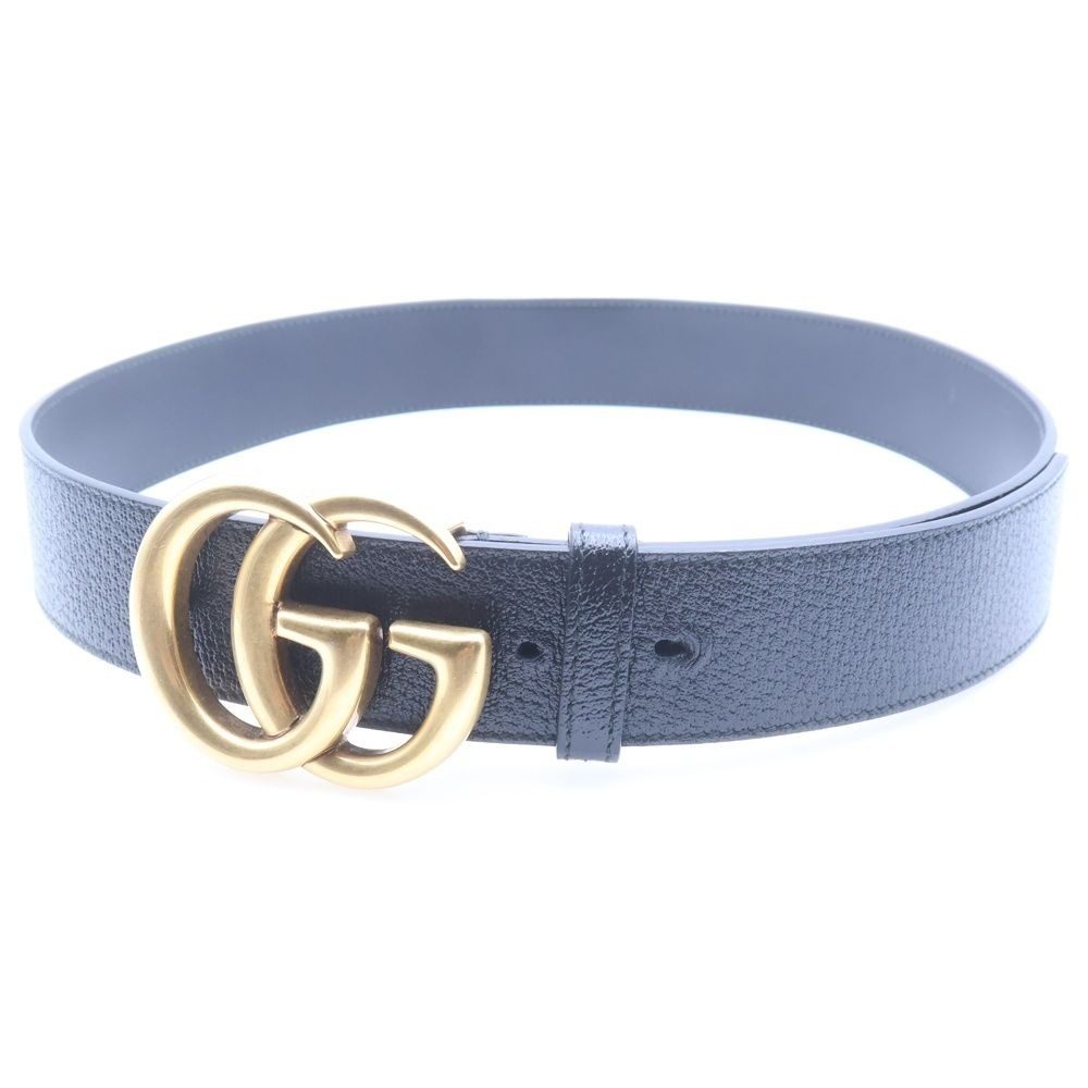 Gucci GG Marmont Leather Belt Black Gold