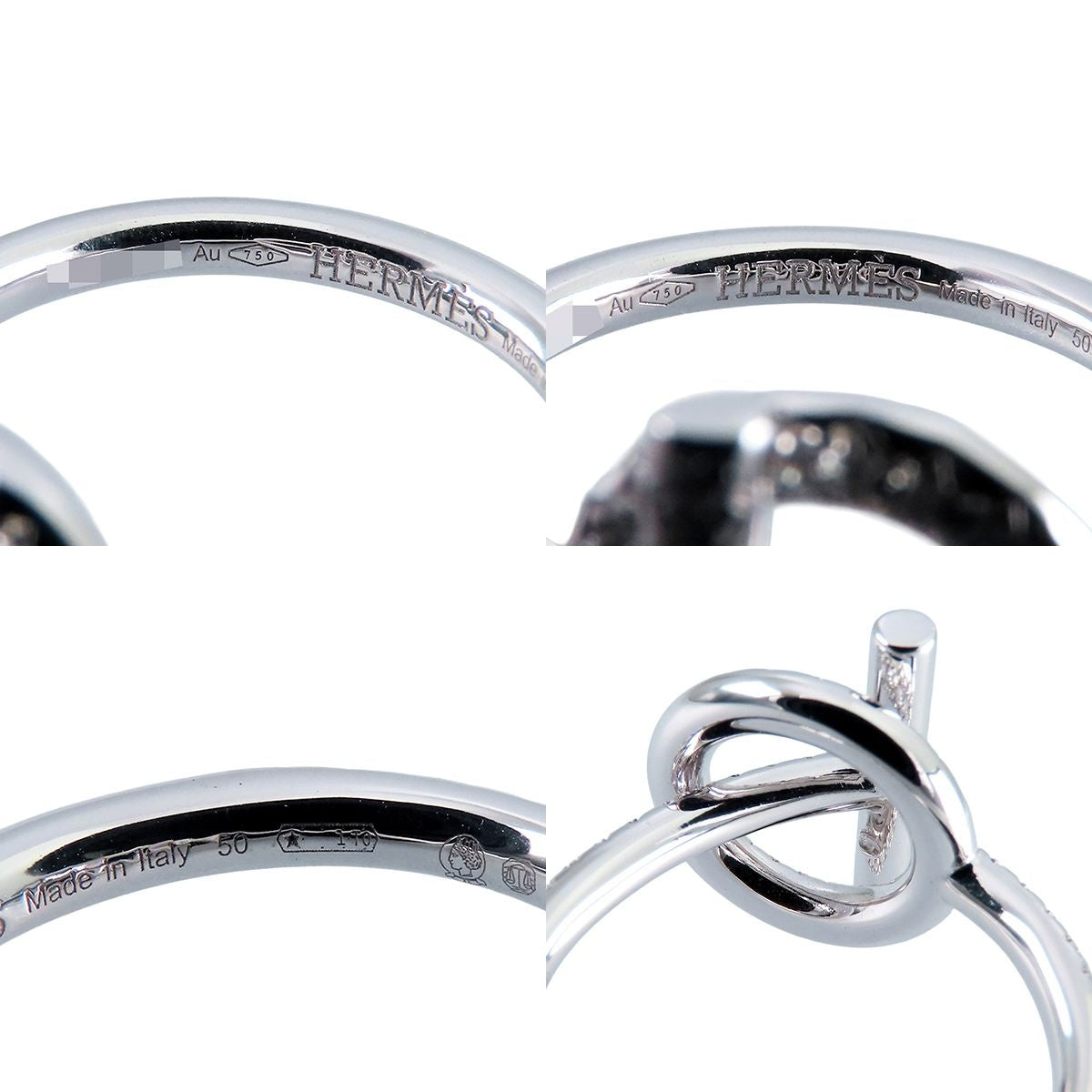 Hermes Echappee Ring White Gold 18K Diamond PM 50 — view 7