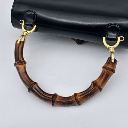 Gucci Bamboo Mini Shoulder Bag 2-Way Calf Leather Black Gold — view 11