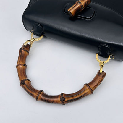 Gucci Bamboo Mini Shoulder Bag 2-Way Calf Leather Black Gold — view 12