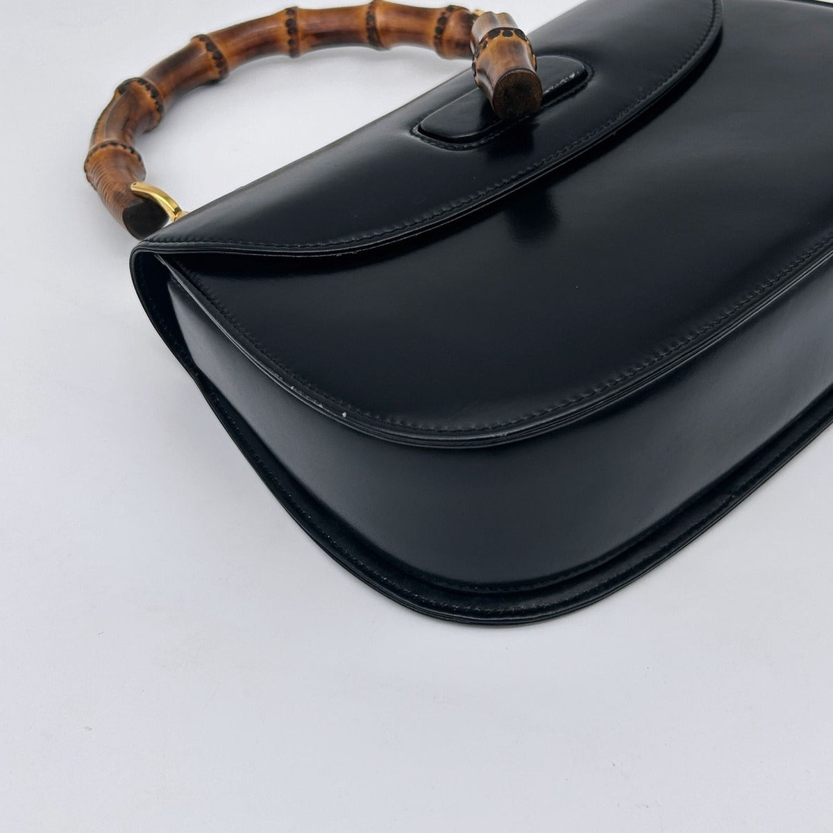 Gucci Bamboo Mini Shoulder Bag 2-Way Calf Leather Black Gold — view 10