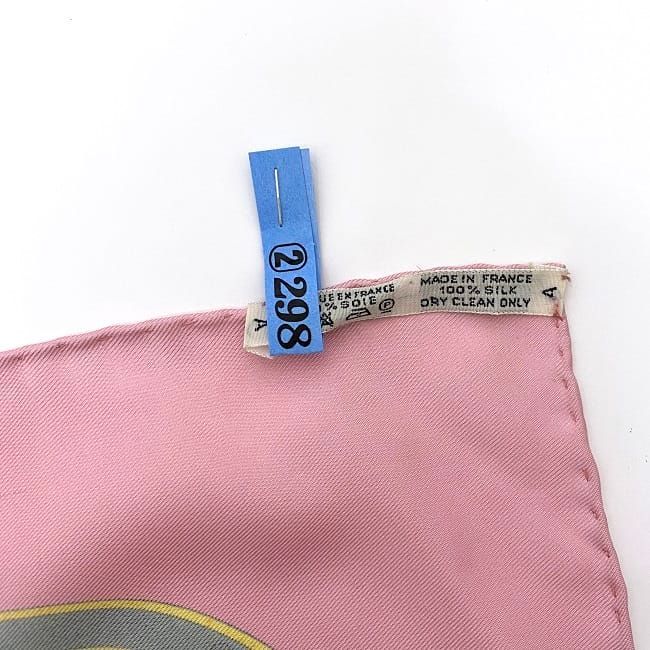 Hermes Scarf Carr 90 Pink White Perfume Bottle Cleaned