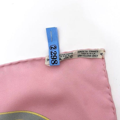 Hermes Scarf Carr 90 Pink White Perfume Bottle Cleaned