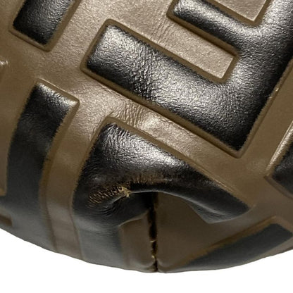 Fendi Waist Pouch Zucca Pattern 7va434 Dark Brown And Black Leather