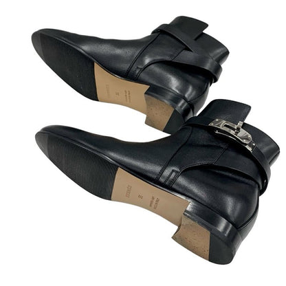 Hermes Neo Boots Short Boots Shoes Leather Black Silver Kelly Hardware