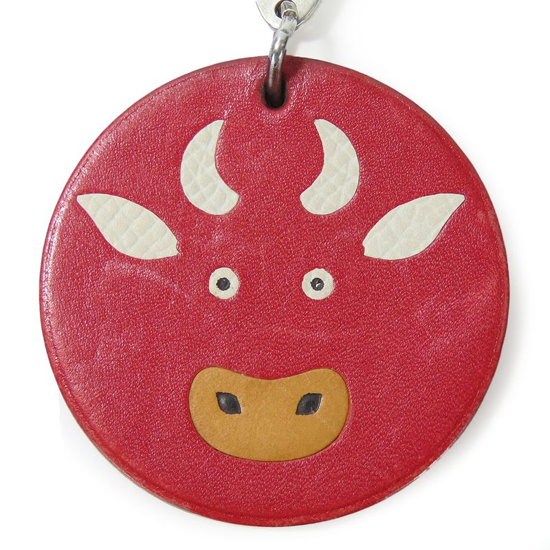 Hermes Bag Charm Animal Cow Leather Silver 925 Red Small 2009 Accessories
