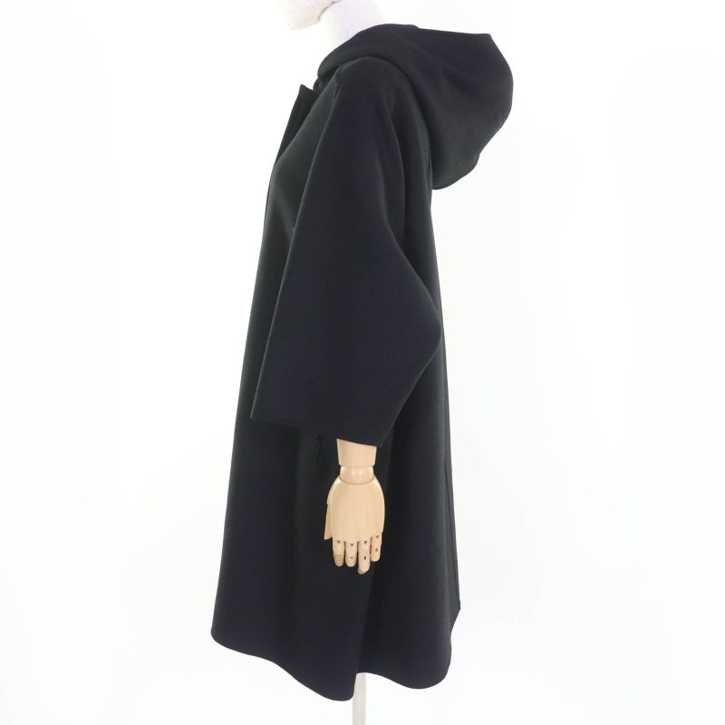 Christian DIOR 010m41a1116 Wool Rabbit Hooded Coat Black 40 Made In Italy