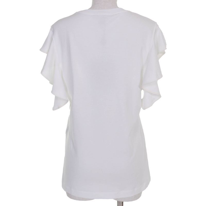 Louis Vuitton 24AW 100% Cotton LV Logo Sleeve Ruffle Top White L Made In Italy