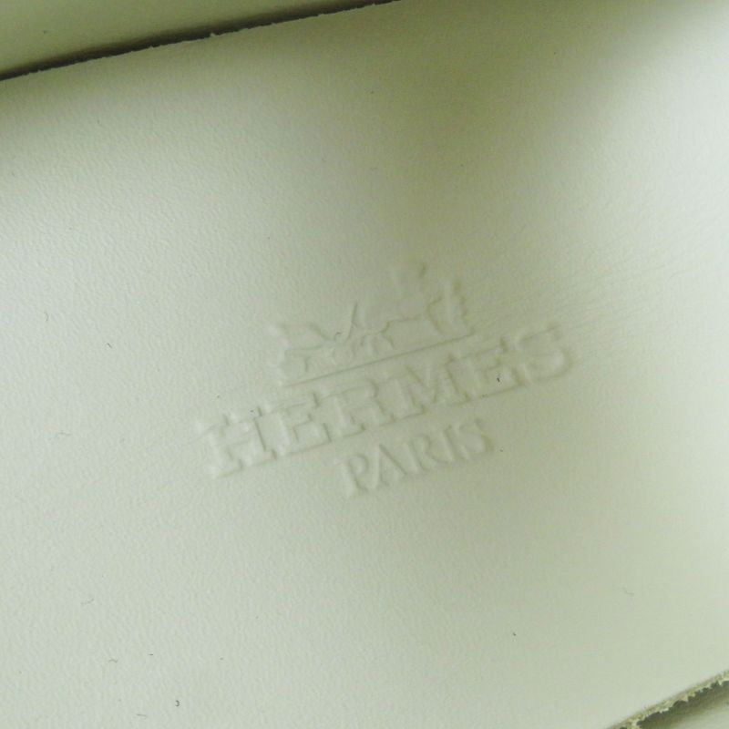 Hermes Hoxton H Cadenas Leather Oxford Shoes Mary Jane Shoes Ivory Black 35.5