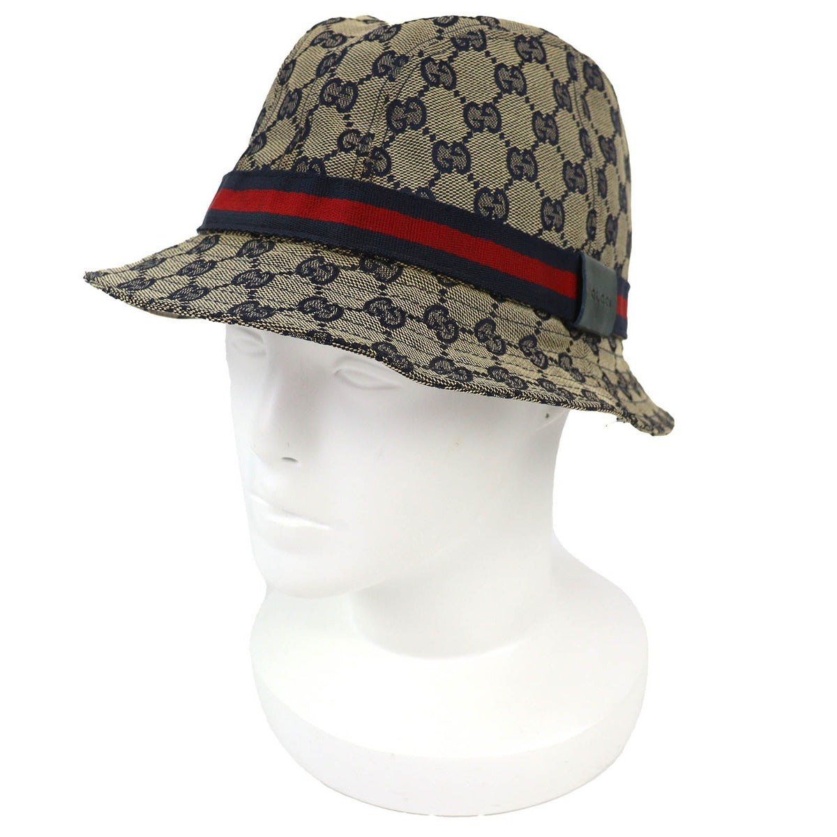 Gucci Cotton GG Canvas Bucket Hat Beige Navy Red