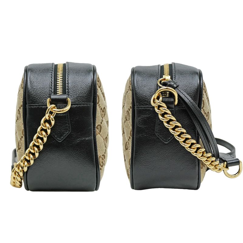 Gucci GG marmont Shoulder Bag Beige Black Quilted Canvas 447632 Women's