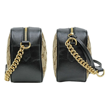Gucci GG marmont Shoulder Bag Beige Black Quilted Canvas 447632 Women's