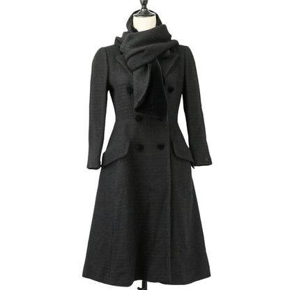 Chanel Tweed Coat with Scarf 36 Black