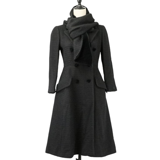 Chanel Tweed Coat with Scarf 36 Black