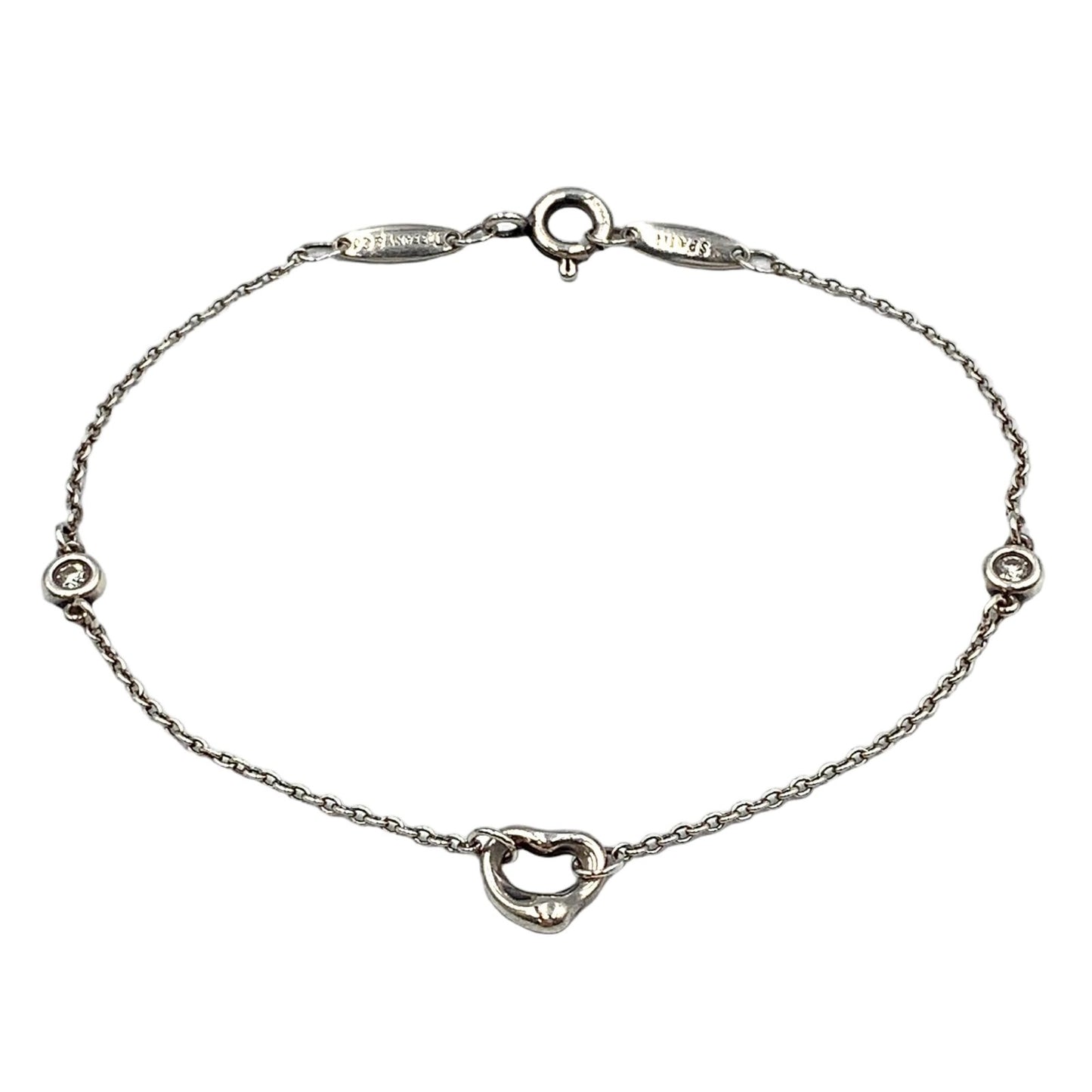 Tiffany & Co Diamond by the Yard Open Heart Clear Silver Bracelet