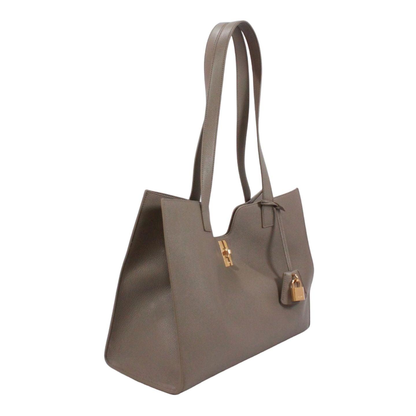Celine Cabas 16 Leather Gray Beige Tote Gold — view 2