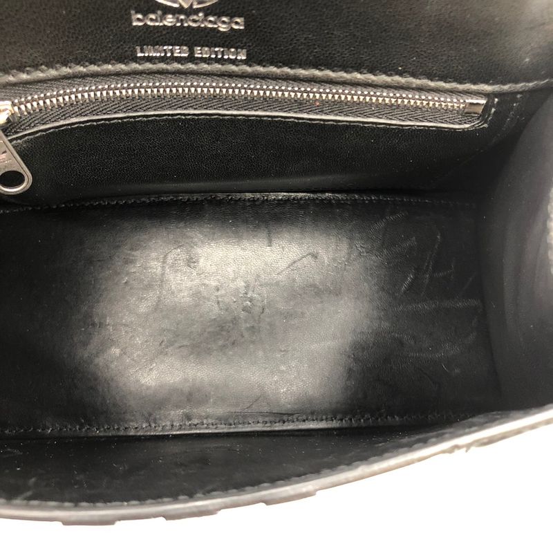 Balenciaga Hourglass Small Adidas Collaboration Handbag Leather Black Women
